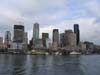 Leaving Seattle by ferry; city skyline